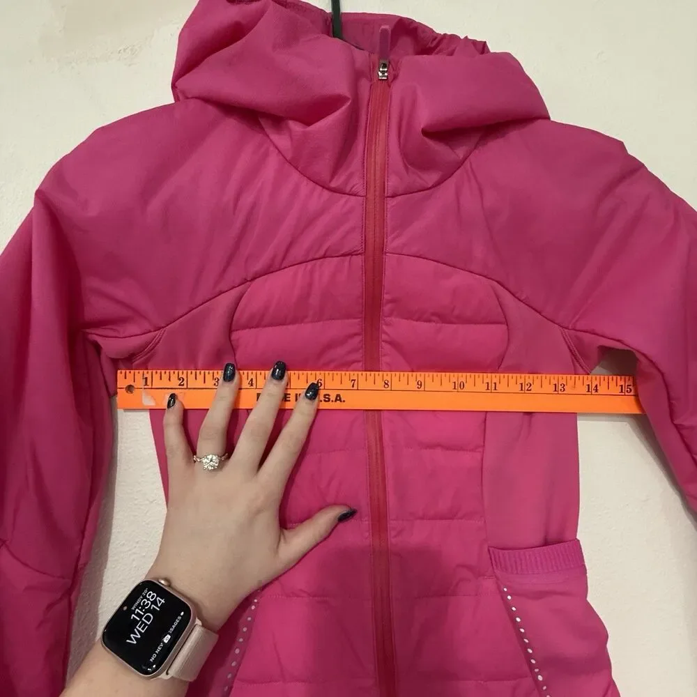 Lululemon Women’s Down For It All Jacket Sonic Pink Hooded Full Zip Puffer 0